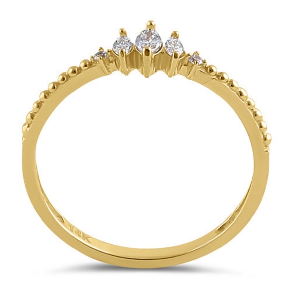 Solid 14K Gold Marquise Clear CZ Engagement Ring - Picture 3 of 4